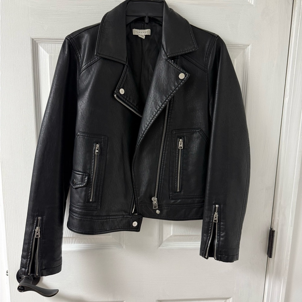 Topshop Classic Black Leather Jacket
